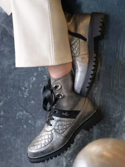 Bota Cinzenta Estilo Militar Raquel 34