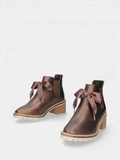 Botim Castanho De Salto Para Mulher Tania 14