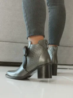 Botim Cinza De Salto Para Mulher Sara 22