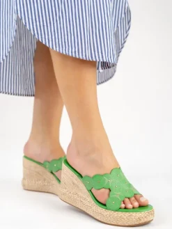 Chinelo Verde De Cunha Alta Para Mulher Paula 01