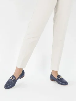 Mocassim Azul Com Salto Raso Para Mulher Dina 27