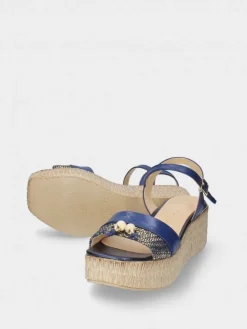 Sandalia Azul Com Cunha Para Mulher Debora 09