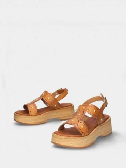 Sandalia Camel Com Cunha Baixa Lucia 02