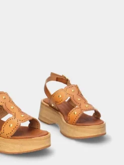 Sandalia Camel Com Cunha Baixa Lucia 02