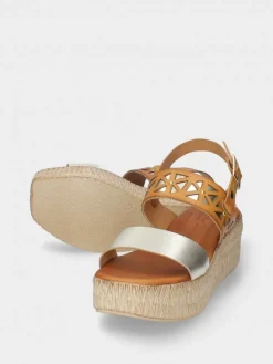 Sandalia Camel Com Cunha Para Mulher Debora 07