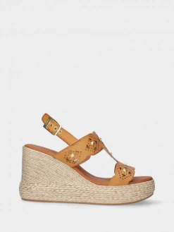 Sandalia Camel De Cunha Alta Para Mulher Paula 02