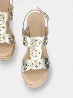 Sandalia Dourada De Cunha Alta Para Mulher Paula 02