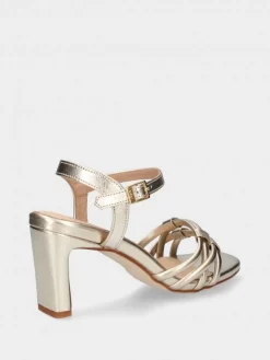 Sandalia Dourada Salto Alto Camila 42