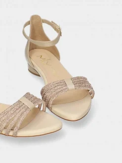 Sandalia Nude Salto Raso Para Mulher Cassia 05