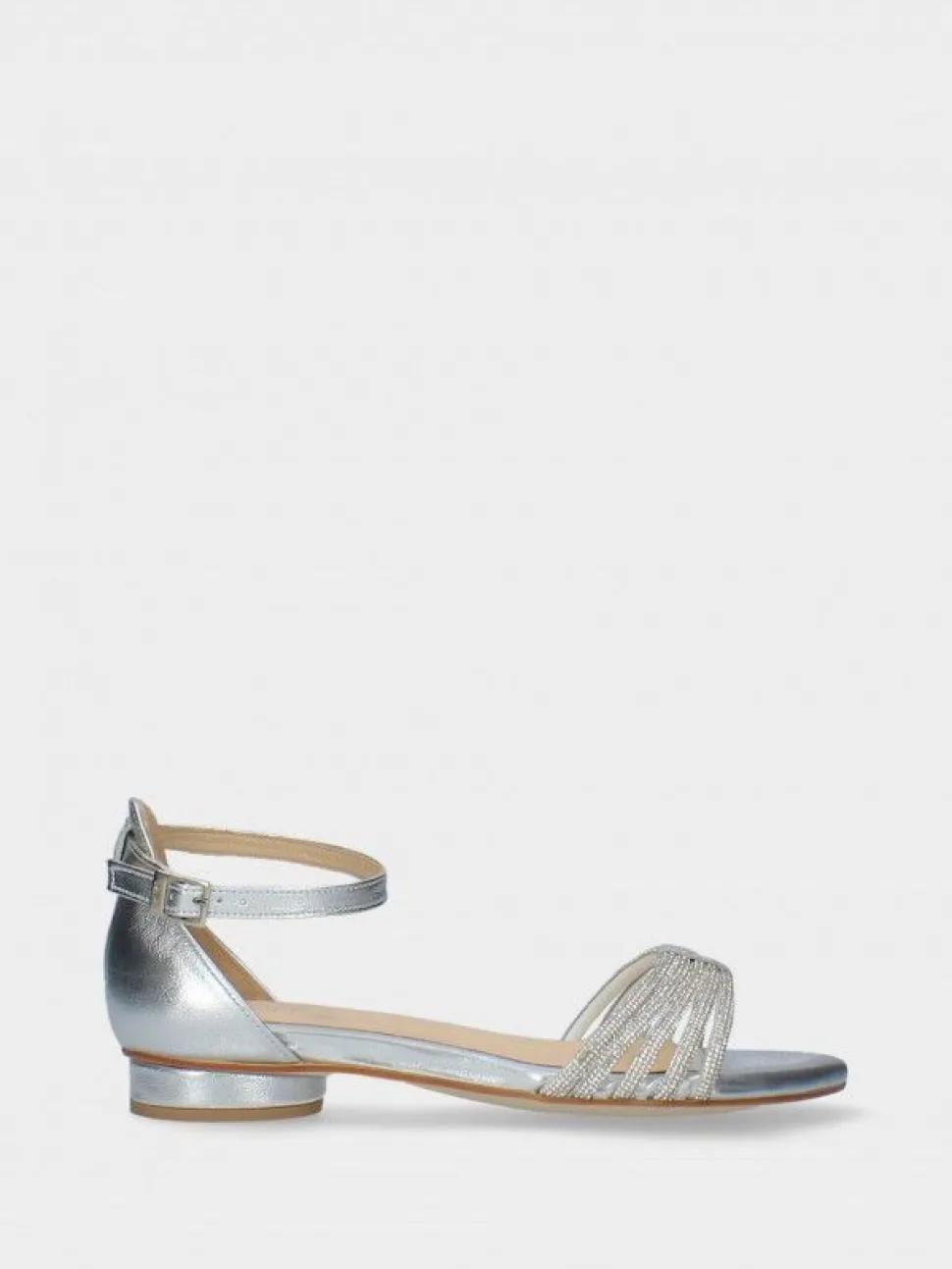 Sandalia Prata Salto Raso Para Mulher Cassia 05