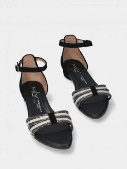 Sandalia Preto Salto Raso Para Mulher Cassia 05