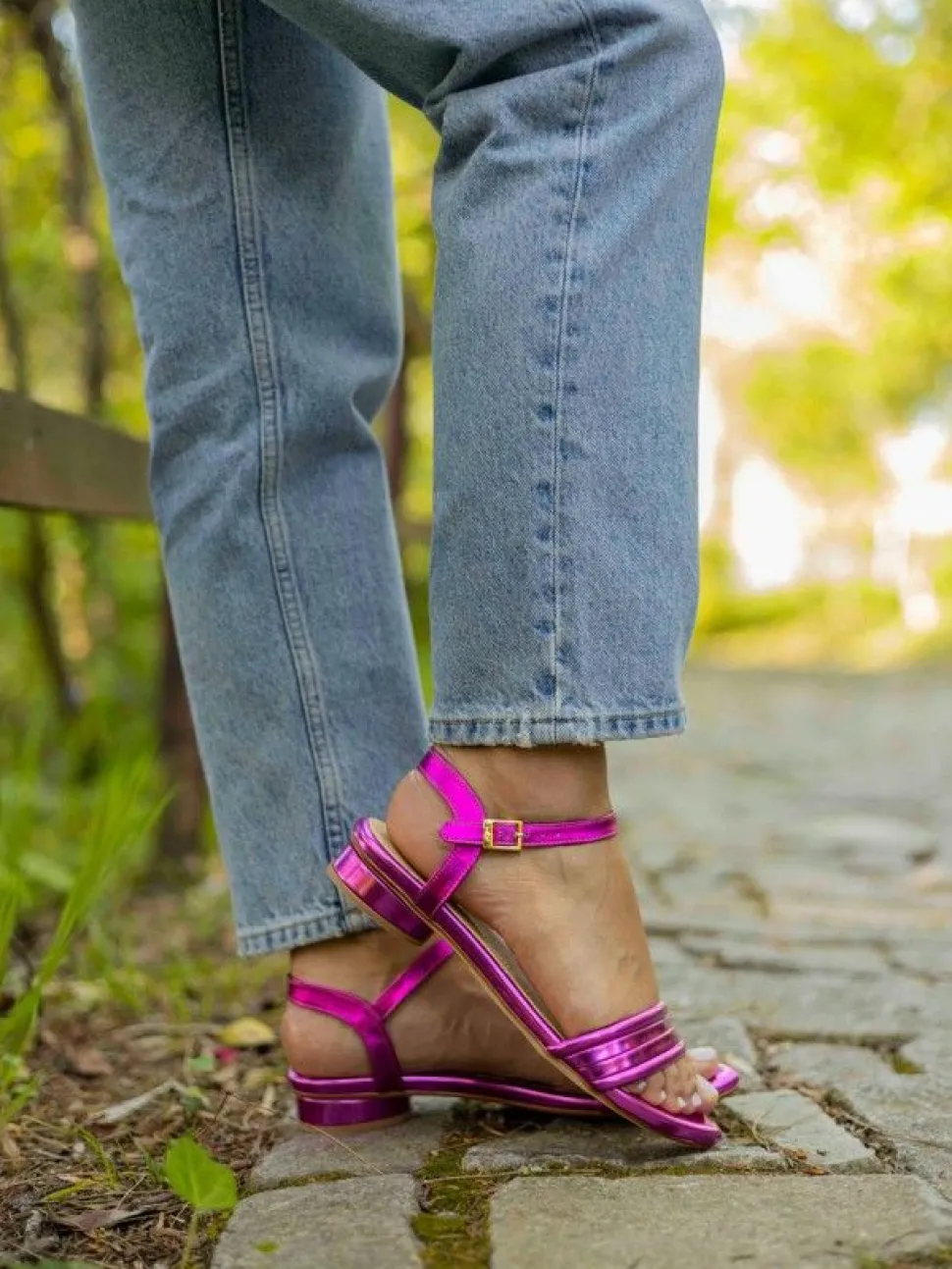 Sandalia Rosa Salto Raso Para Mulher Cassia 09