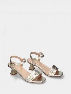 Sandalia Salto Medio Dourada Margarida 05