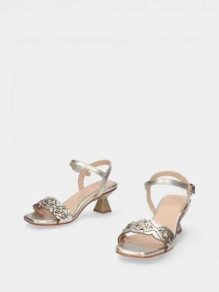 Sandalia Salto Medio Dourada Margarida 05