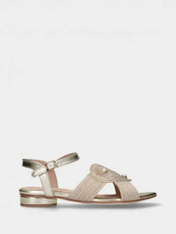 Sandalia Salto Raso Dourada Para Mulher Cassia 06