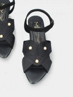 Sandalia Salto Raso Preta Para Mulher Cassia 06