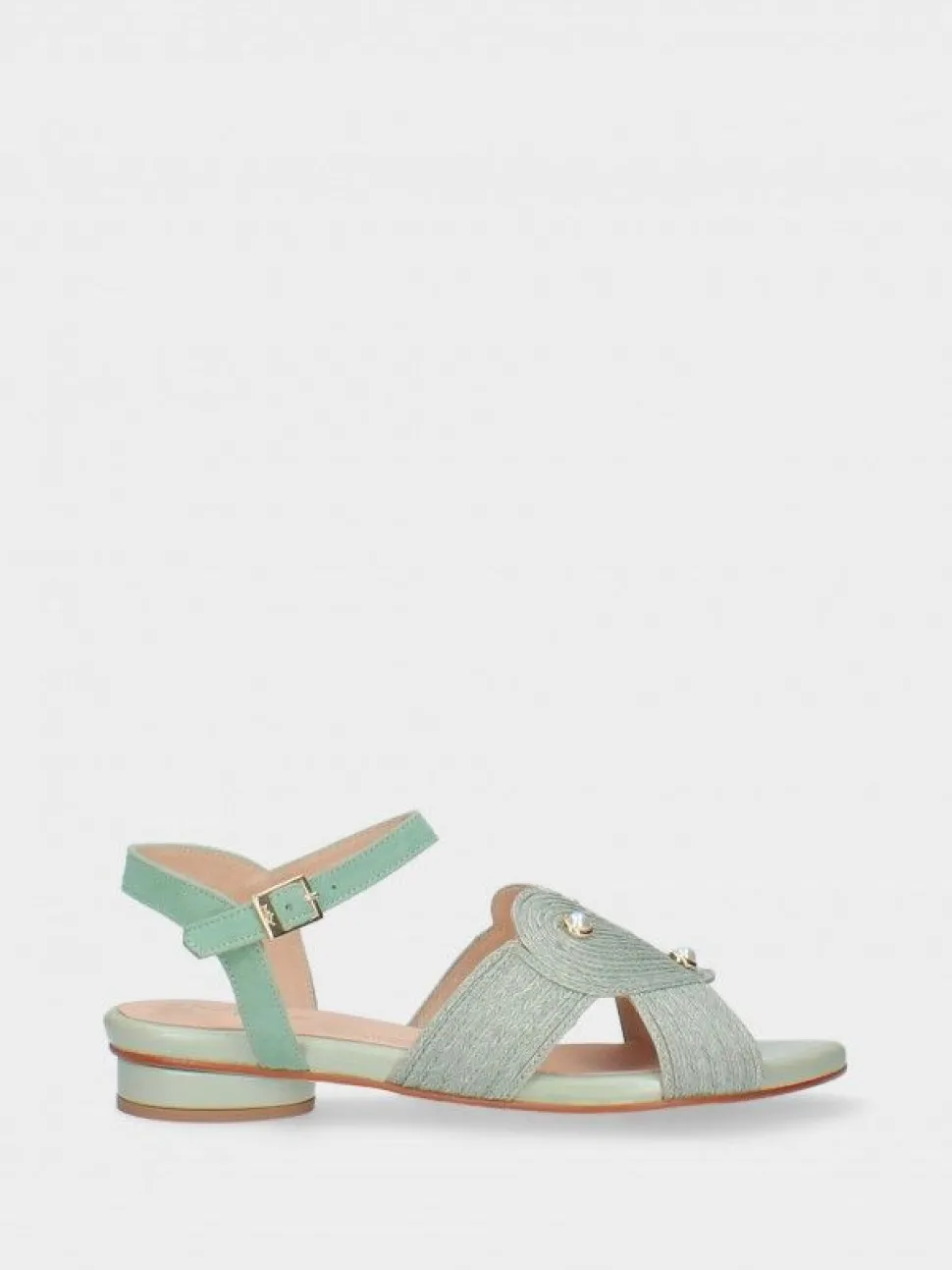 Sandalia Salto Raso Verde Para Mulher Cassia 06