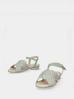 Sandalia Salto Raso Verde Para Mulher Cassia 06