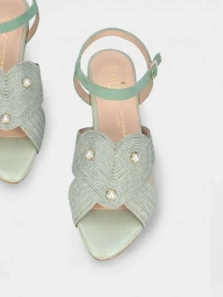 Sandalia Salto Raso Verde Para Mulher Cassia 06