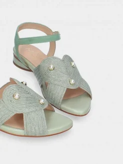 Sandalia Salto Raso Verde Para Mulher Cassia 06