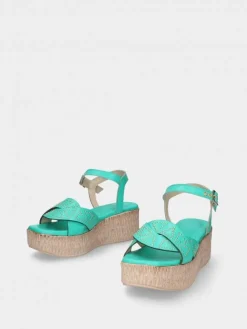 Sandalia Turquesa Com Cunha Para Mulher Debora 10