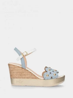 Sandálias Com Cunha Alta Azuis Para Mulher Poly33