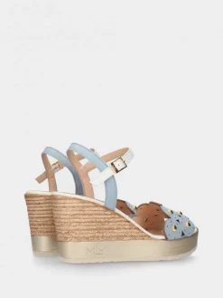 Sandálias Com Cunha Alta Azuis Para Mulher Poly33