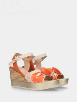 Sandálias Com Cunha Alta Laranja Para Mulher Poly29