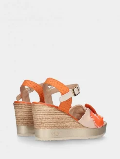 Sandálias Com Cunha Alta Laranja Para Mulher Poly29