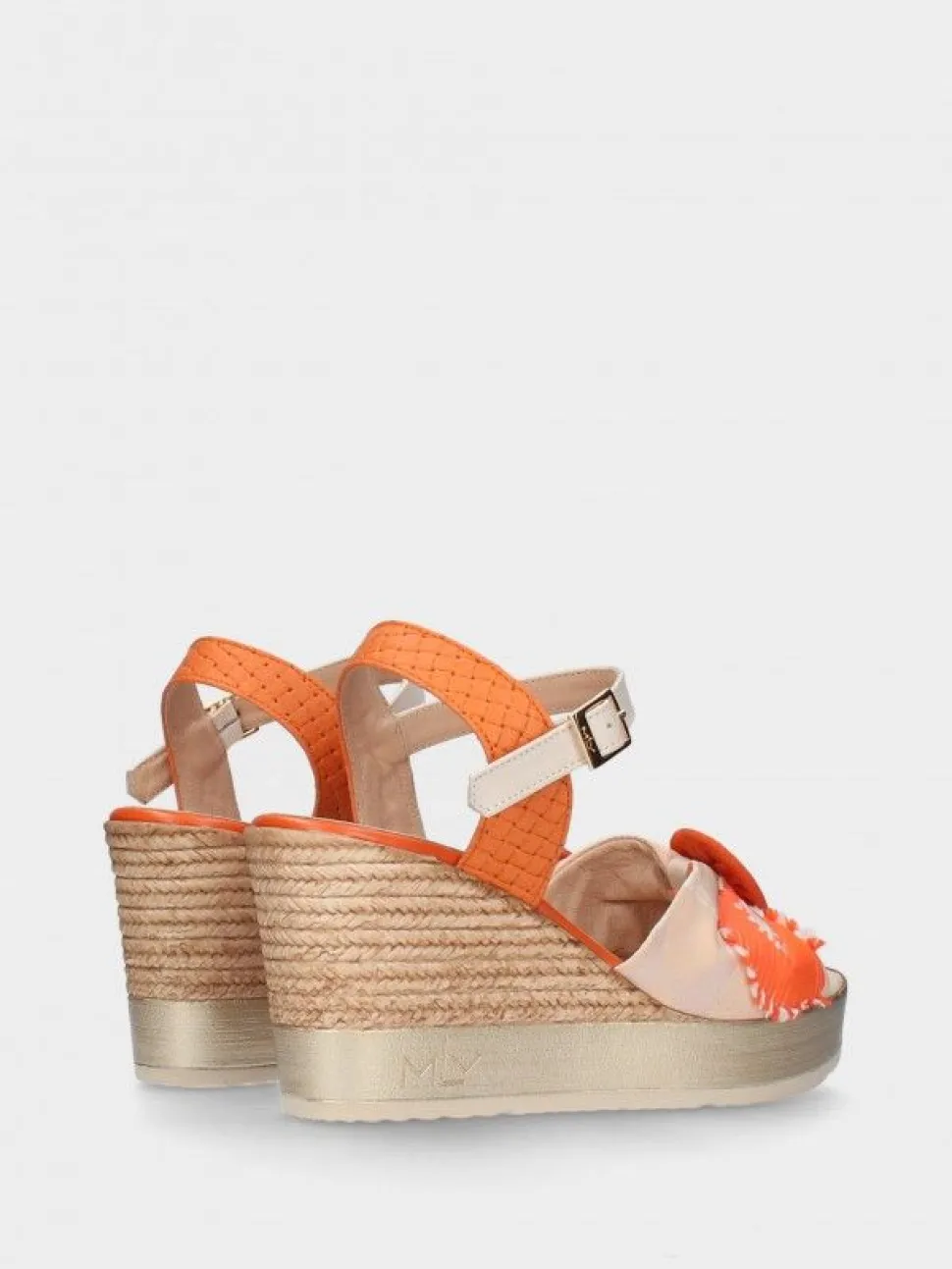 Sandálias Com Cunha Alta Laranja Para Mulher Poly29