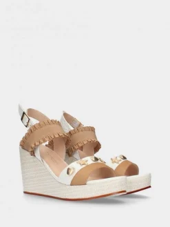 Sandálias De Cunha Alta Camel Para Mulher Megan28