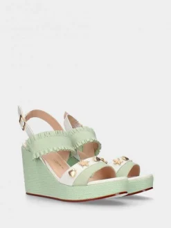 Sandálias De Cunha Alta Verdes Para Mulher Megan28