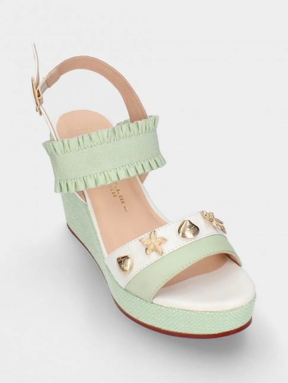 Sandálias De Cunha Alta Verdes Para Mulher Megan28