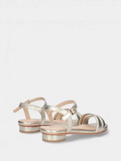 Sandálias Douradas Salto Raso Para Mulher Cassia 08