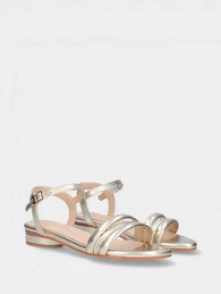 Sandálias Douradas Salto Raso Para Mulher Cassia 08