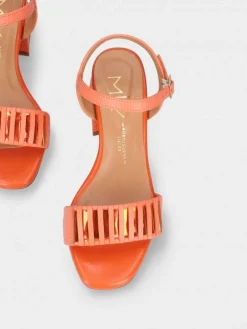 Sandálias Laranja De Salto Medio Claudia 20