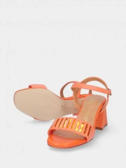 Sandálias Laranja De Salto Medio Claudia 20