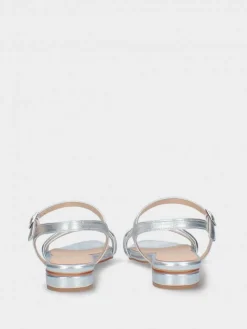 Sandálias Prateadas Salto Raso Para Mulher Cassia 08