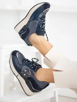 Sapatilha Azul Com Cunha Interior Para Mulher Alice 23