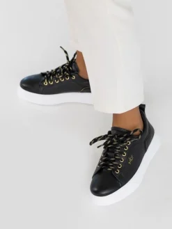 Sapatilha Em Pele Preta Anita 02