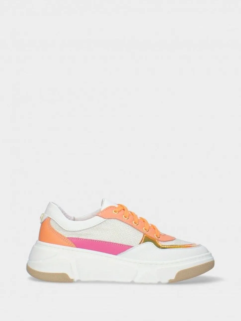 Sapatilha Laranja Com Cunha Para Mulher Benedita 01