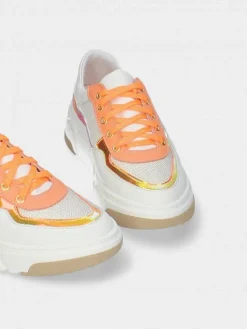 Sapatilha Laranja Com Cunha Para Mulher Benedita 01