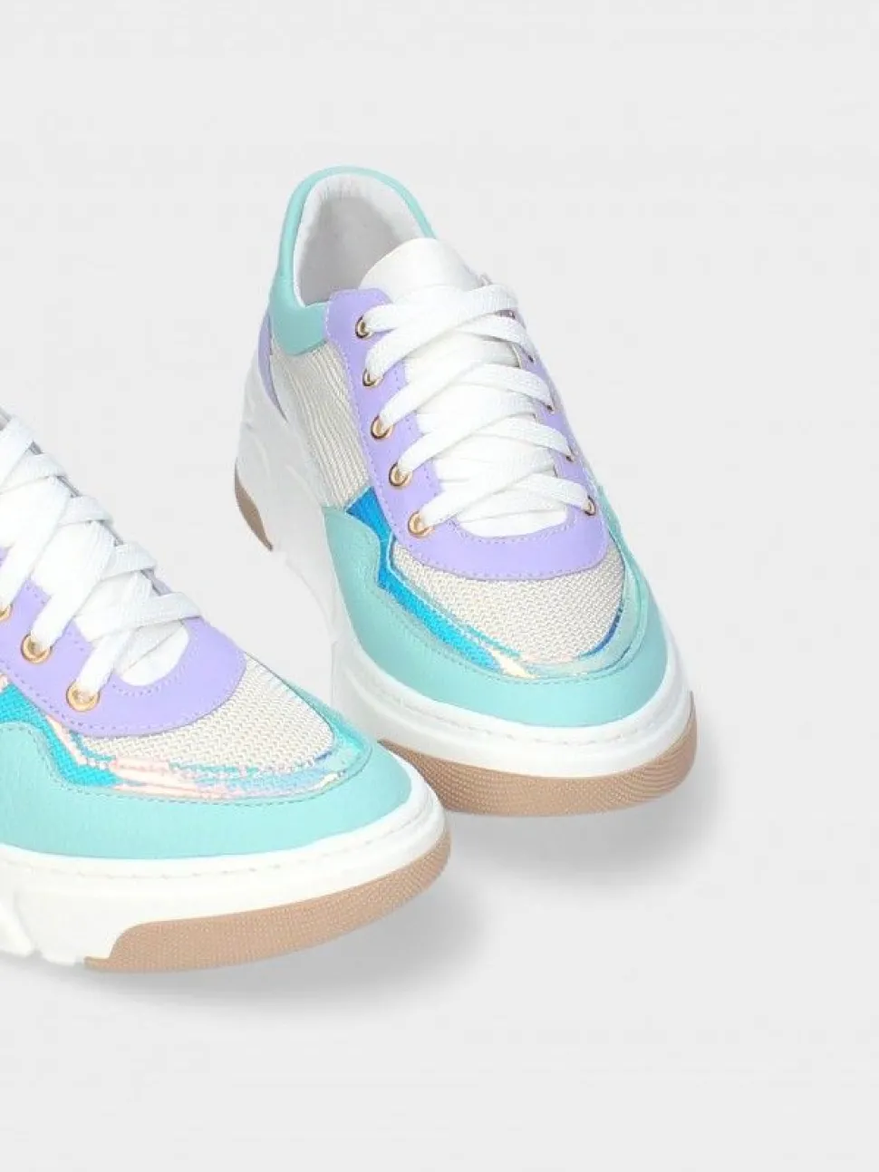 Sapatilha Turquesa Com Cunha Para Mulher Benedita 01