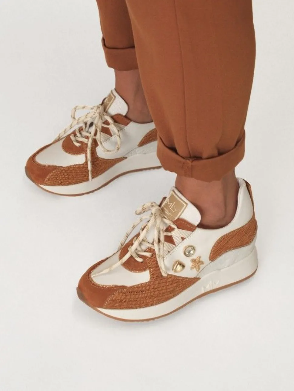 Sapatilhas Brancas E Camel De Cunha Alice93