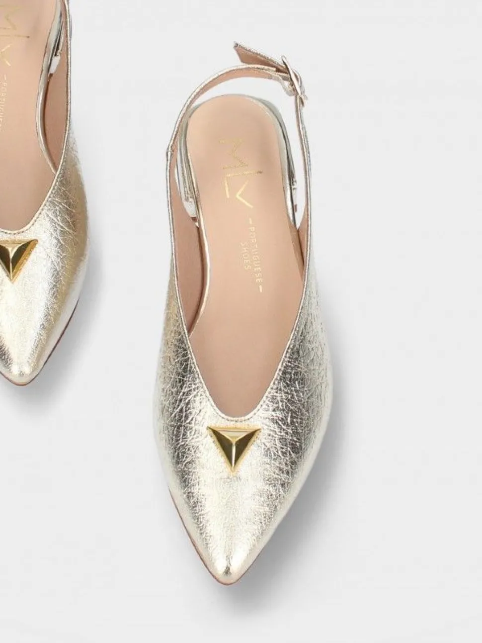 Sapato Salto Raso Dourado Lea 65