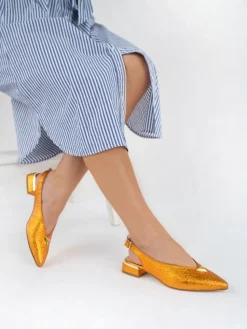 Sapato Salto Raso Laranja Lea 65